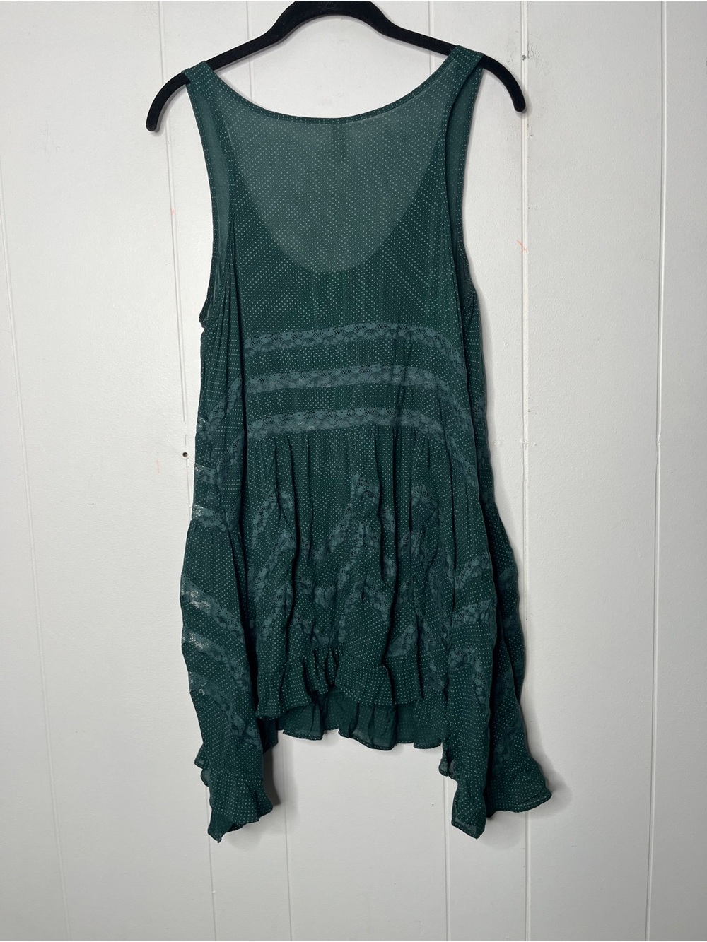 FP Intimately Voile Lace Trapeze Slip dress Mini Size S Boho Beachy Dark Green - Picture 2 of 5